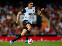 Cesar Tarrega of Valencia CF is in action during the LaLiga EA Sports match between Valencia CF and Villarreal CF at Mestalla stadium in Val...