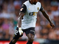 Thierry Rendall of Valencia CF is in action during the LaLiga EA Sports match between Valencia CF and Villarreal CF at Mestalla stadium in V...