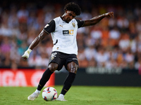 Thierry Rendall of Valencia CF is in action during the LaLiga EA Sports match between Valencia CF and Villarreal CF at Mestalla stadium in V...