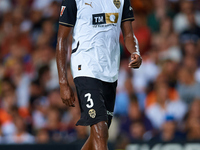 Cristhian Mosquera of Valencia CF looks on during the LaLiga EA Sports match between Valencia CF and Villarreal CF at Mestalla stadium in Va...