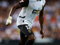 Thierry Rendall of Valencia CF is in action during the LaLiga EA Sports match between Valencia CF and Villarreal CF at Mestalla stadium in V...