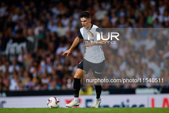 Pepelu of Valencia CF is in action during the LaLiga EA Sports match between Valencia CF and Villarreal CF at Mestalla stadium in Valencia,...