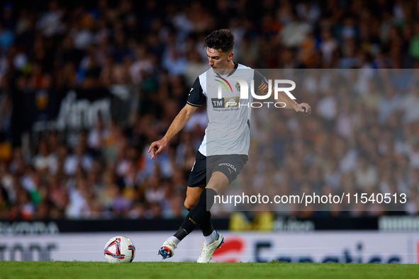 Pepelu of Valencia CF is in action during the LaLiga EA Sports match between Valencia CF and Villarreal CF at Mestalla stadium in Valencia,...