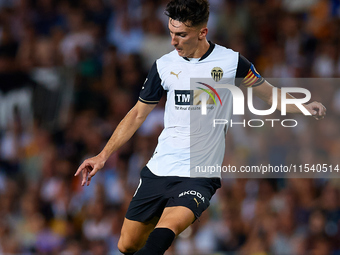 Pepelu of Valencia CF is in action during the LaLiga EA Sports match between Valencia CF and Villarreal CF at Mestalla stadium in Valencia,...