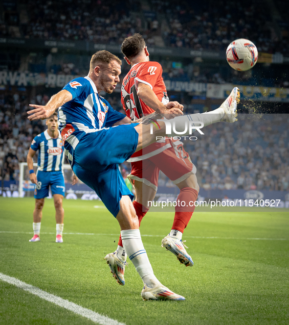 Adrian Embarba, Irvine Cardona during the LaLiga EA Sports match between RCD Espanyol de Barcelona and Rayo Vallecano, on August 31, 2024.  