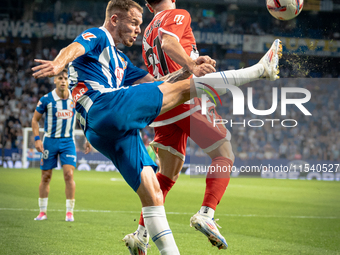 Adrian Embarba, Irvine Cardona during the LaLiga EA Sports match between RCD Espanyol de Barcelona and Rayo Vallecano, on August 31, 2024....