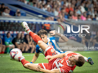 Alvaro Aguado, Ivan Balliu during the LaLiga EA Sports match between RCD Espanyol de Barcelona and Rayo Vallecano, on August 31, 2024.  (