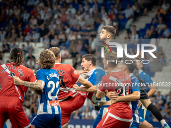 Joan Garcia during the LaLiga EA Sports match between RCD Espanyol de Barcelona and Rayo Vallecano, on August 31, 2024.  (