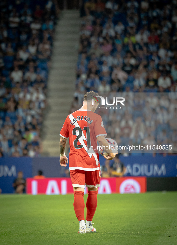 Adrian Embarba during the LaLiga EA Sports match between RCD Espanyol de Barcelona and Rayo Vallecano, on August 31, 2024.  