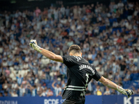 Joan Garcia during the LaLiga EA Sports match between RCD Espanyol de Barcelona and Rayo Vallecano, on August 31, 2024.  (