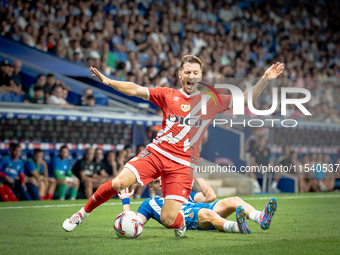 Alvaro Aguado, Ivan Balliu during the LaLiga EA Sports match between RCD Espanyol de Barcelona and Rayo Vallecano, on August 31, 2024.  (