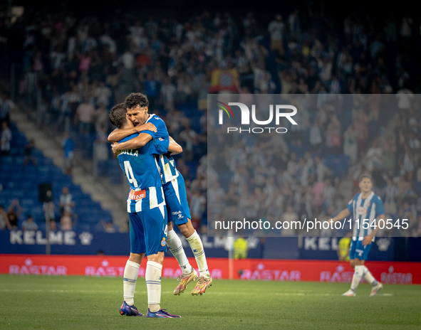 Marash Kumbulla, Omar El Halili during the LaLiga EA Sports match between RCD Espanyol de Barcelona and Rayo Vallecano, on August 31, 2024....