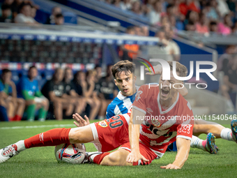 Alvaro Aguado, Ivan Balliu during the LaLiga EA Sports match between RCD Espanyol de Barcelona and Rayo Vallecano, on August 31, 2024.  (