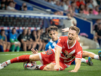 Alvaro Aguado, Ivan Balliu during the LaLiga EA Sports match between RCD Espanyol de Barcelona and Rayo Vallecano, on August 31, 2024.  (