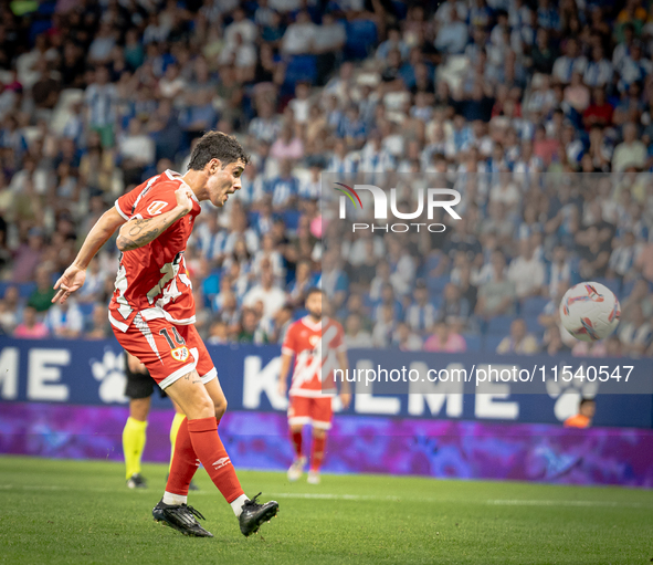 Sergio Camello during the LaLiga EA Sports match between RCD Espanyol de Barcelona and Rayo Vallecano, on August 31, 2024.  