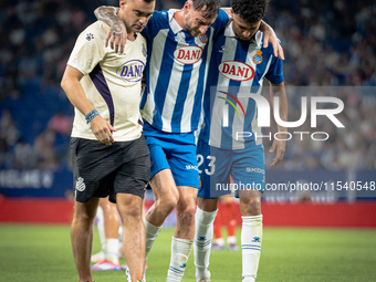 Fernando Calero during the LaLiga EA Sports match between RCD Espanyol de Barcelona and Rayo Vallecano, on August 31, 2024.  (