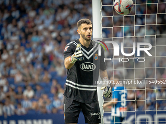 Joan Garcia during the LaLiga EA Sports match between RCD Espanyol de Barcelona and Rayo Vallecano, on August 31, 2024.  (