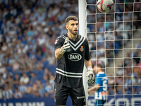 Joan Garcia during the LaLiga EA Sports match between RCD Espanyol de Barcelona and Rayo Vallecano, on August 31, 2024.  (