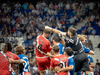 Joan Garcia during the LaLiga EA Sports match between RCD Espanyol de Barcelona and Rayo Vallecano, on August 31, 2024.  (