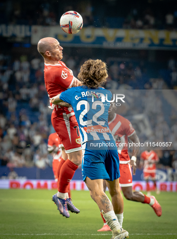 Carlos Romero, Isaac Palazon Isi during the LaLiga EA Sports match between RCD Espanyol de Barcelona and Rayo Vallecano, on August 31, 2024....