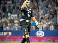 Joan Garcia during the LaLiga EA Sports match between RCD Espanyol de Barcelona and Rayo Vallecano, on August 31, 2024.  (