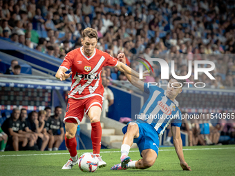 Alvaro Aguado, Ivan Balliu during the LaLiga EA Sports match between RCD Espanyol de Barcelona and Rayo Vallecano, on August 31, 2024.  (