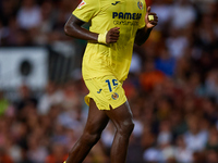 Thierno Barry of Villarreal CF runs during the LaLiga EA Sports match between Valencia CF and Villarreal CF at Mestalla stadium in Valencia,...