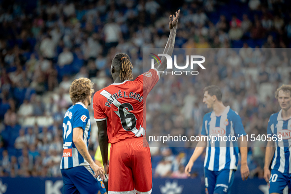 Pathe Ciss during the LaLiga EA Sports match between RCD Espanyol de Barcelona and Rayo Vallecano, on August 31, 2024.  