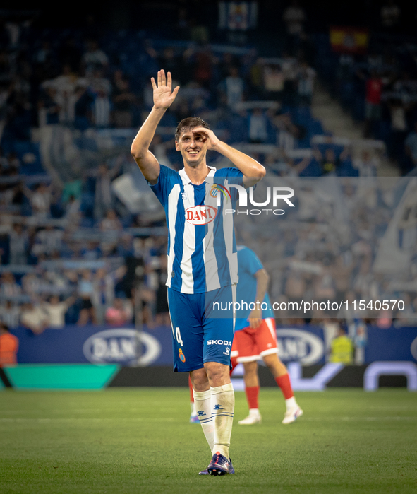 Marash Kumbulla during the LaLiga EA Sports match between RCD Espanyol de Barcelona and Rayo Vallecano, on August 31, 2024.  