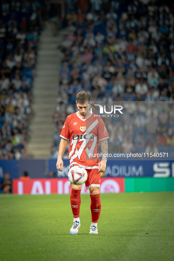 Adrian Embarba during the LaLiga EA Sports match between RCD Espanyol de Barcelona and Rayo Vallecano, on August 31, 2024.  