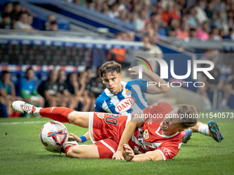 Alvaro Aguado, Ivan Balliu during the LaLiga EA Sports match between RCD Espanyol de Barcelona and Rayo Vallecano, on August 31, 2024.  (