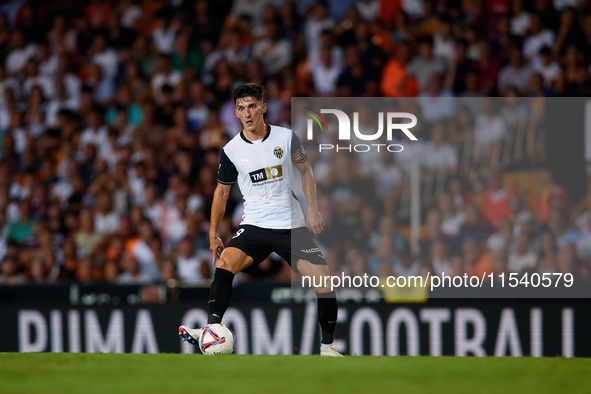 Pepelu of Valencia CF is in action during the LaLiga EA Sports match between Valencia CF and Villarreal CF at Mestalla stadium in Valencia,...