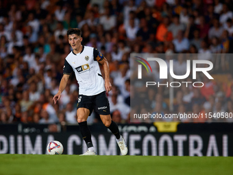 Pepelu of Valencia CF is in action during the LaLiga EA Sports match between Valencia CF and Villarreal CF at Mestalla stadium in Valencia,...