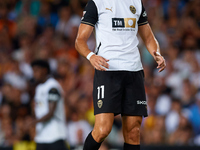 Rafa Mir of Valencia CF reacts during the LaLiga EA Sports match between Valencia CF and Villarreal CF at Mestalla stadium in Valencia, Spai...