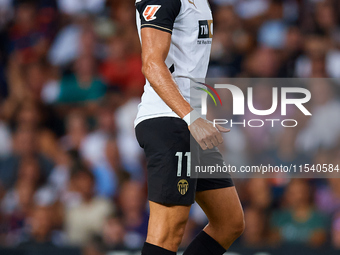 Rafa Mir of Valencia CF looks on during the LaLiga EA Sports match between Valencia CF and Villarreal CF at Mestalla stadium in Valencia, Sp...