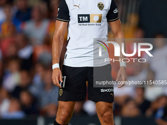 Rafa Mir of Valencia CF looks on during the LaLiga EA Sports match between Valencia CF and Villarreal CF at Mestalla stadium in Valencia, Sp...