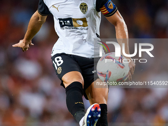 Pepelu of Valencia CF is in action during the LaLiga EA Sports match between Valencia CF and Villarreal CF at Mestalla stadium in Valencia,...