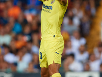 Ramon Terrats of Villarreal CF reacts during the LaLiga EA Sports match between Valencia CF and Villarreal CF at Mestalla stadium in Valenci...