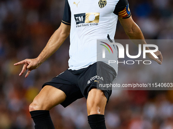 Pepelu of Valencia CF is in action during the LaLiga EA Sports match between Valencia CF and Villarreal CF at Mestalla stadium in Valencia,...