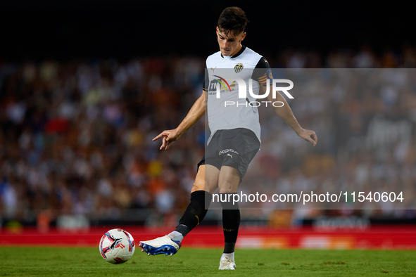 Pepelu of Valencia CF is in action during the LaLiga EA Sports match between Valencia CF and Villarreal CF at Mestalla stadium in Valencia,...