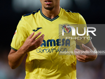 Ilias Akhomach of Villarreal CF looks on during the LaLiga EA Sports match between Valencia CF and Villarreal CF at Mestalla stadium in Vale...