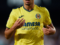 Ilias Akhomach of Villarreal CF looks on during the LaLiga EA Sports match between Valencia CF and Villarreal CF at Mestalla stadium in Vale...