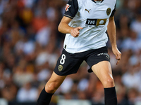 Javi Guerra of Valencia CF is in action during the LaLiga EA Sports match between Valencia CF and Villarreal CF at Mestalla stadium in Valen...