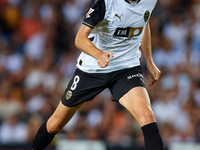 Javi Guerra of Valencia CF is in action during the LaLiga EA Sports match between Valencia CF and Villarreal CF at Mestalla stadium in Valen...