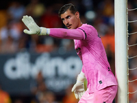 Diego Conde of Villarreal CF reacts during the LaLiga EA Sports match between Valencia CF and Villarreal CF at Mestalla stadium in Valencia,...