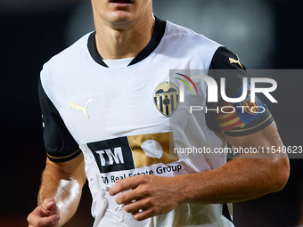 Pepelu of Valencia CF looks on during the LaLiga EA Sports match between Valencia CF and Villarreal CF at Mestalla stadium in Valencia, Spai...