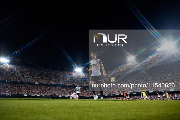 Pepelu of Valencia CF reacts during the LaLiga EA Sports match between Valencia CF and Villarreal CF at Mestalla stadium in Valencia, Spain,...