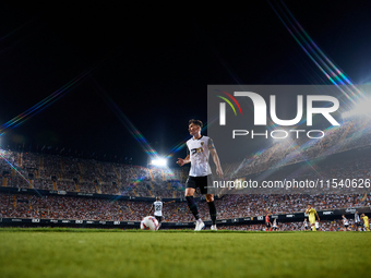 Pepelu of Valencia CF reacts during the LaLiga EA Sports match between Valencia CF and Villarreal CF at Mestalla stadium in Valencia, Spain,...