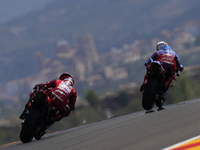 Francesco Pecco Bagnaia (1) of Italy and Ducati Lenovo Team and Alex Marquez (73) of Spain and Gresini Racing Moto GP Ducati during the race...