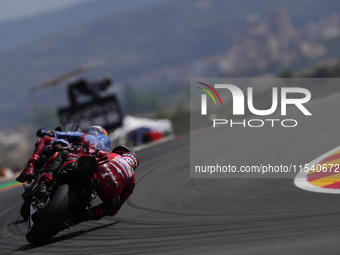 Alex Marquez (73) of Spain and Gresini Racing Moto GP Ducati and Francesco Pecco Bagnaia (1) of Italy and Ducati Lenovo Team during the race...